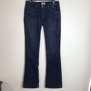 Antik dark wash cotton button fly bootcut denim jeans size 28
